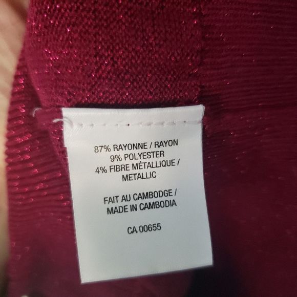 reitman's burgundy sparkle sweater 3/4 sleeves medium - Picture 5 of 5